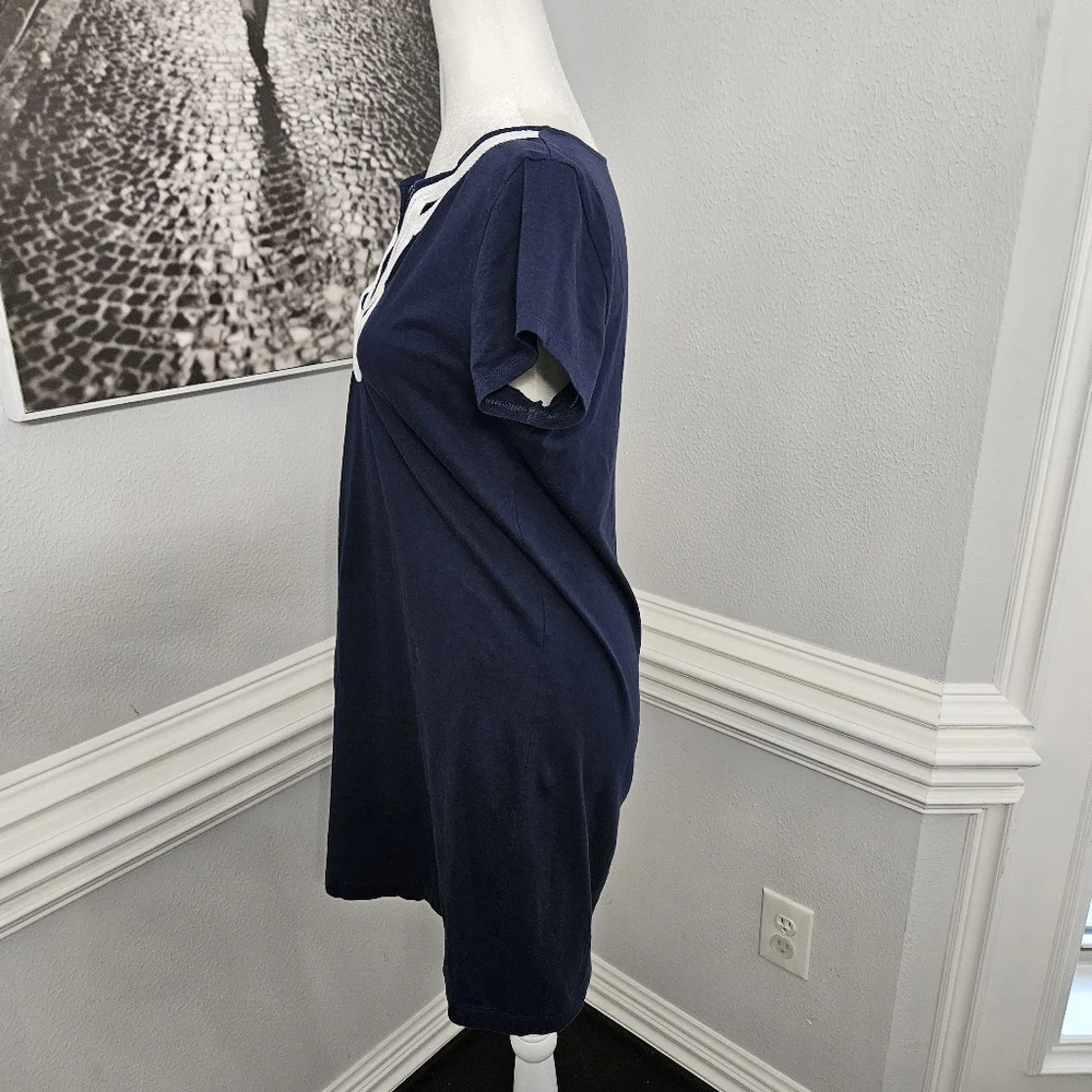 Lilly Pulitzer Navy Brewster Dress Embordered Nautical Womens Size M Pima Cotton - Picture 7 of 9